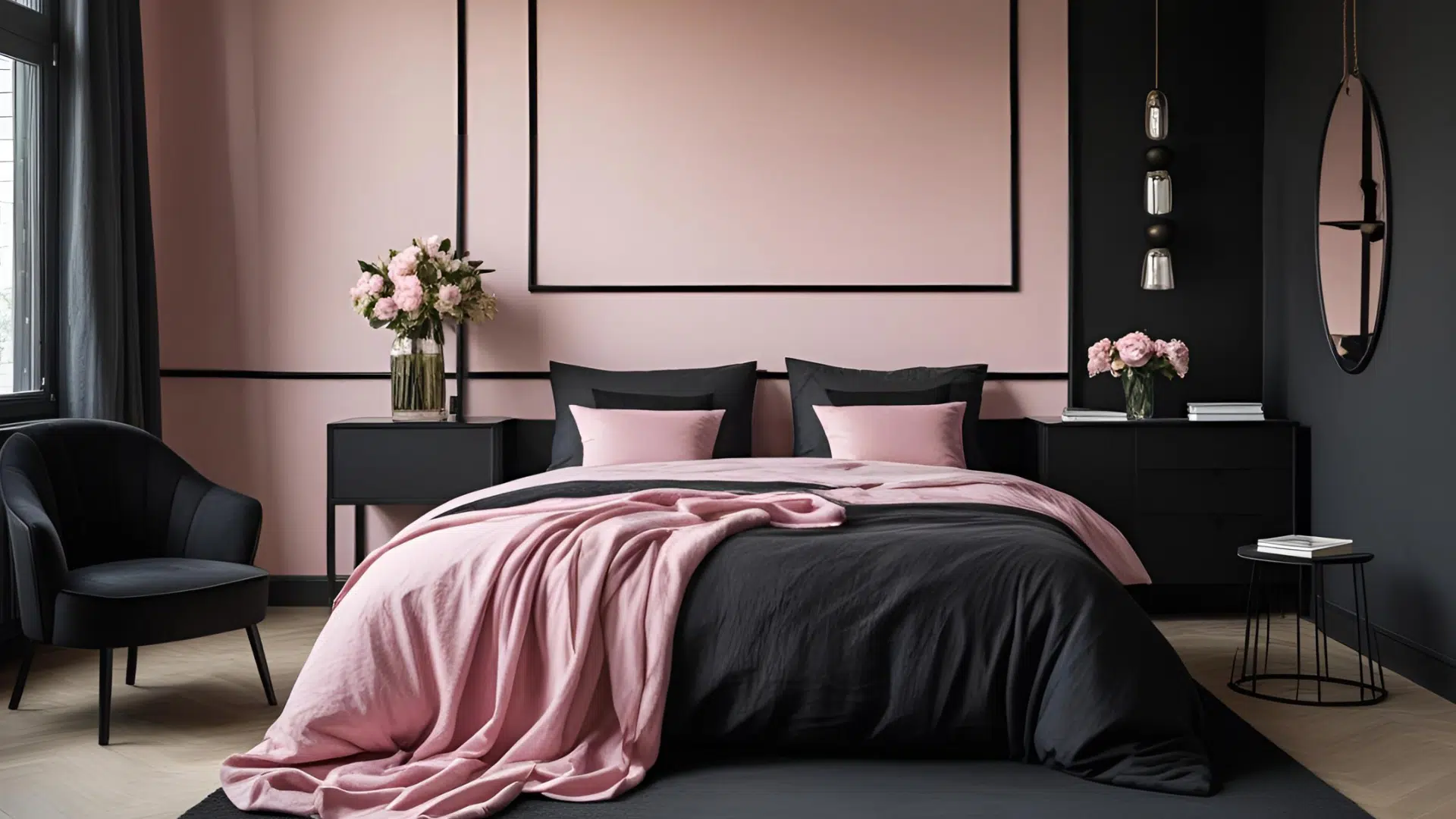 Blush Pink and Charcoal