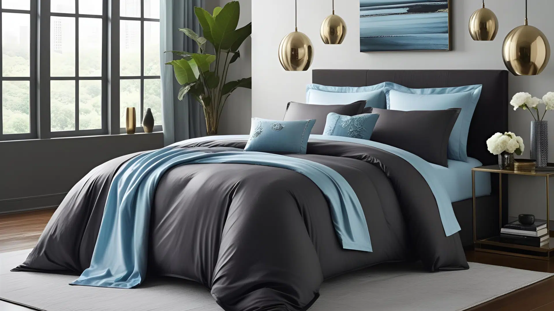 Charcoal and Light Blue