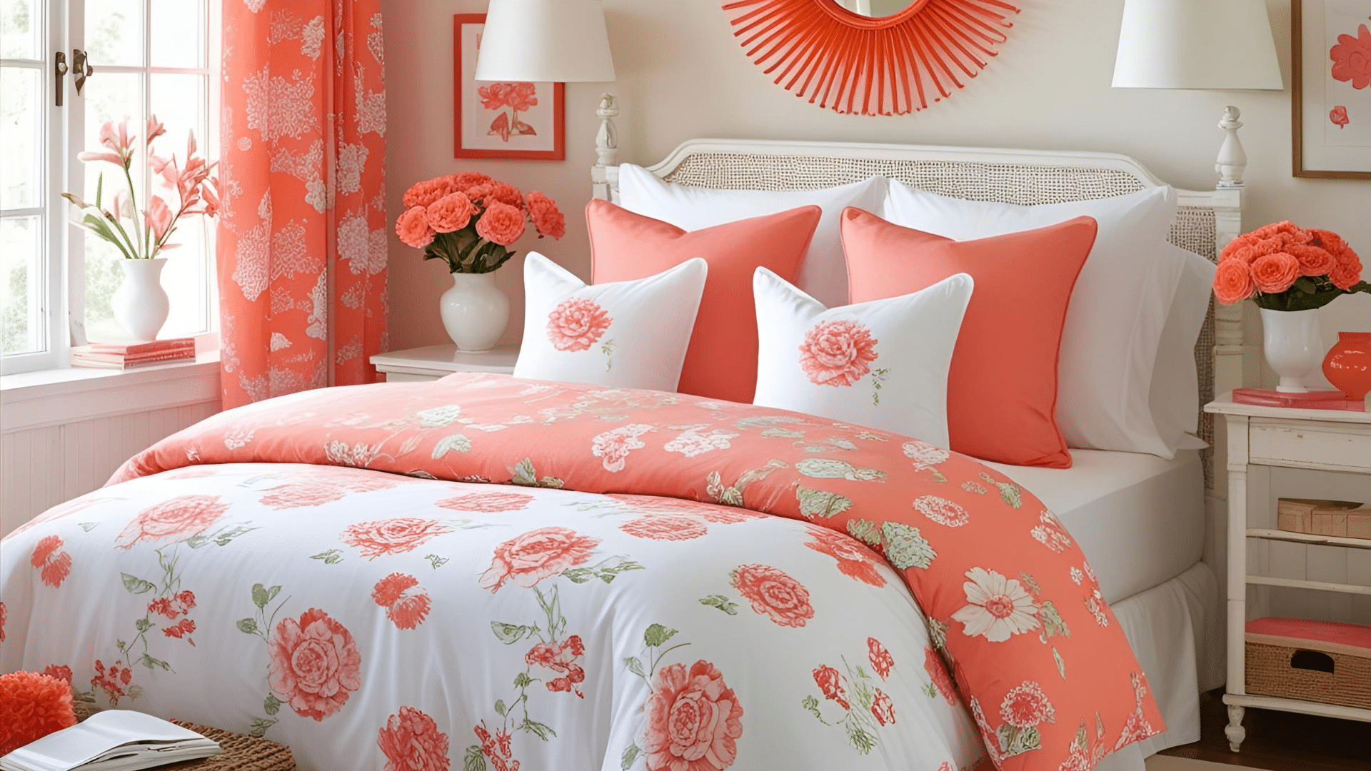 Coral and White
