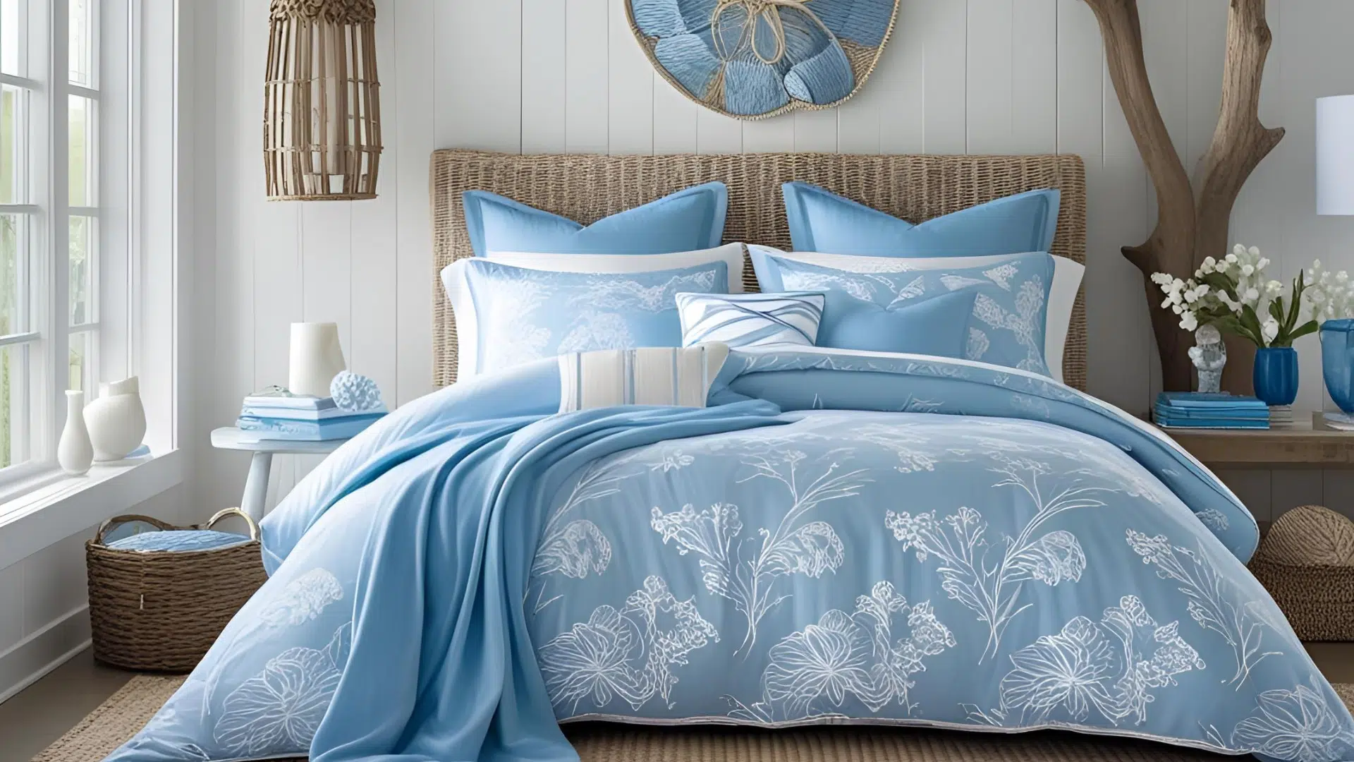 Light Blue and White