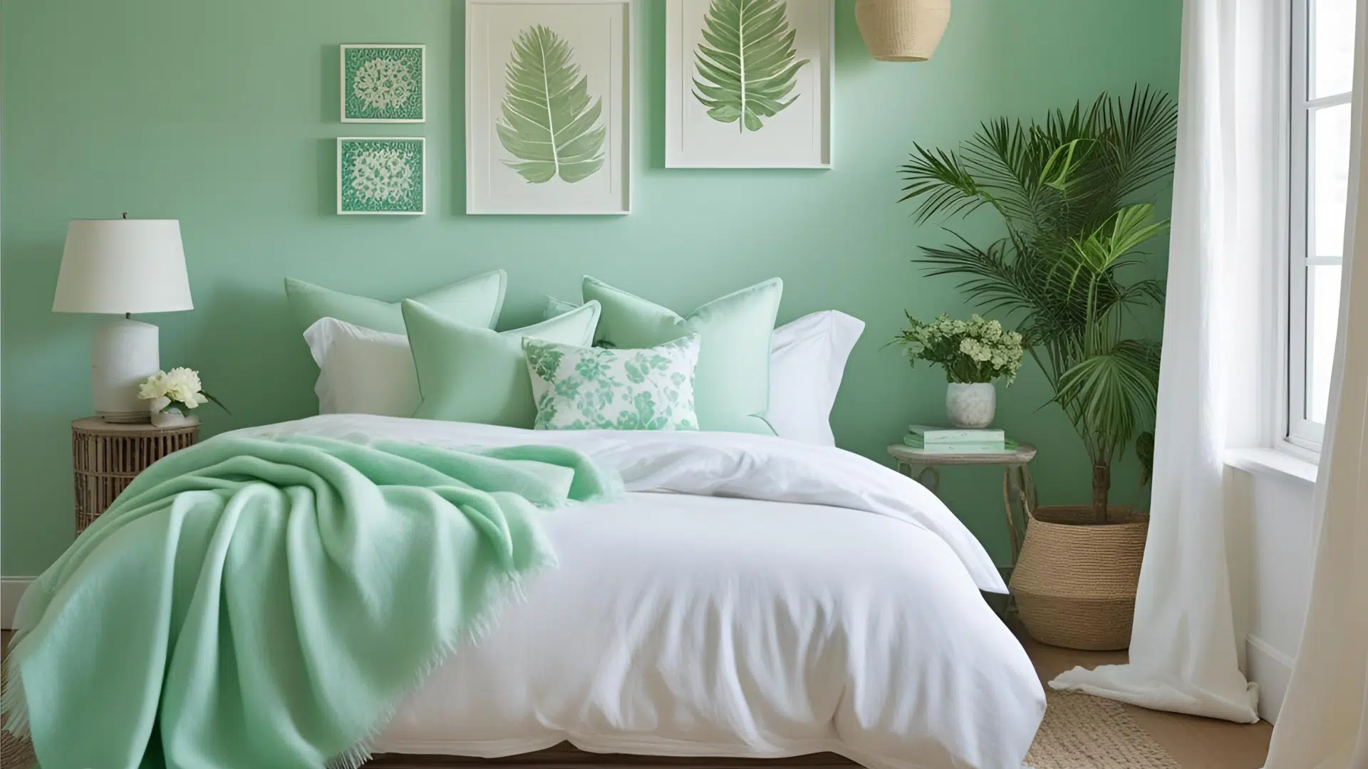 Mint Green and White