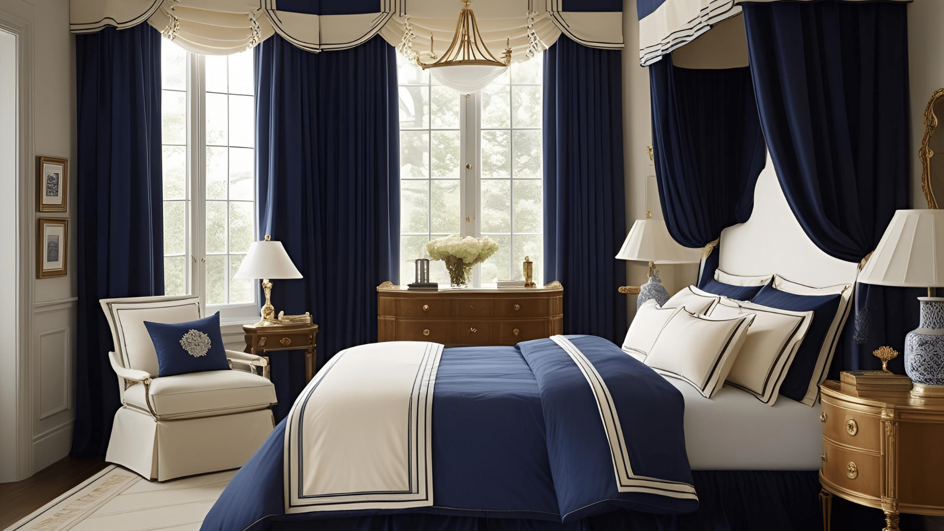 Navy Blue and Ivory