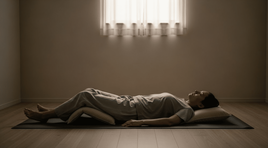 floor-sleeping-on-a-yoga-mat-or-futon