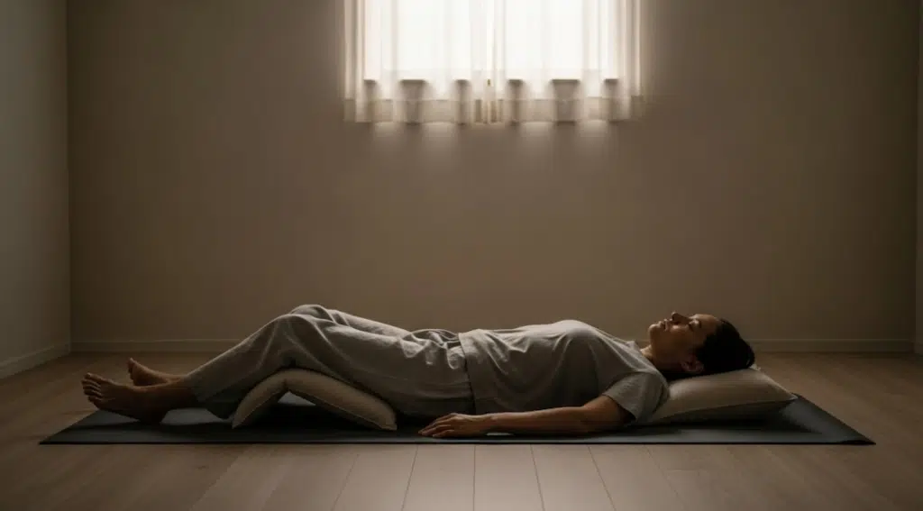 floor-sleeping-on-a-yoga-mat-or-futon