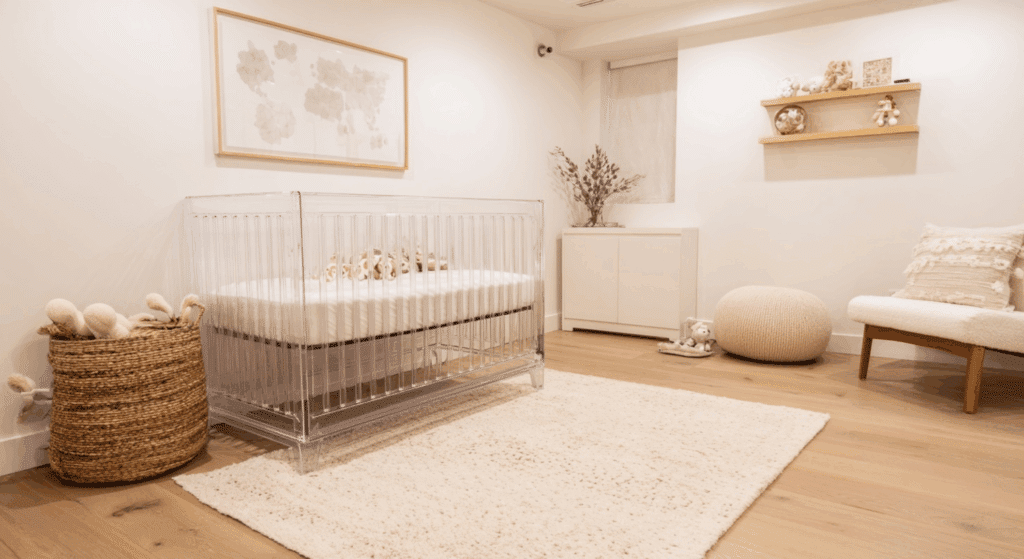 acrylic crib for an airy feel