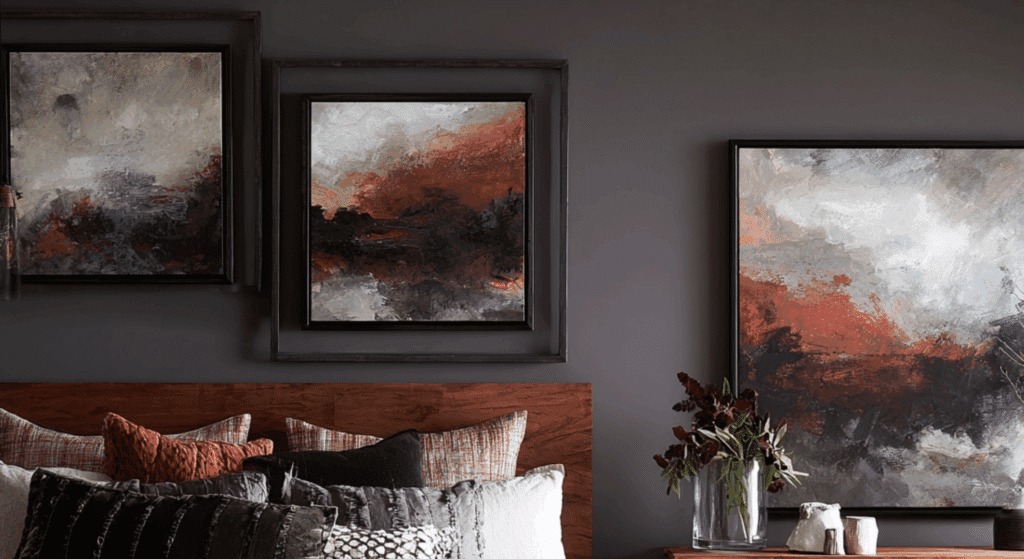 add warm metallic picture frames to reflect soft light
