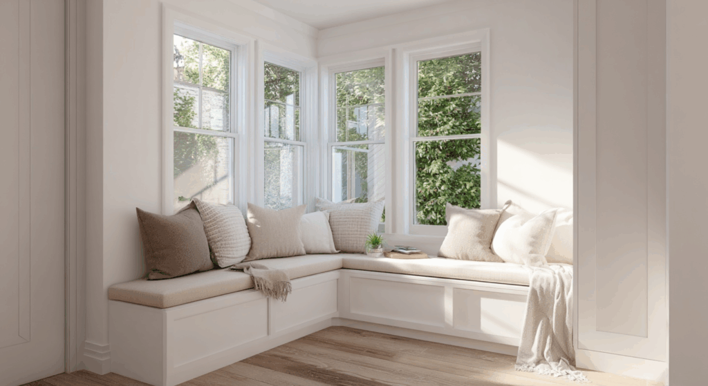 built in benches with soft cushions