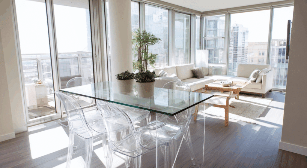 choose glass or lucite furniture