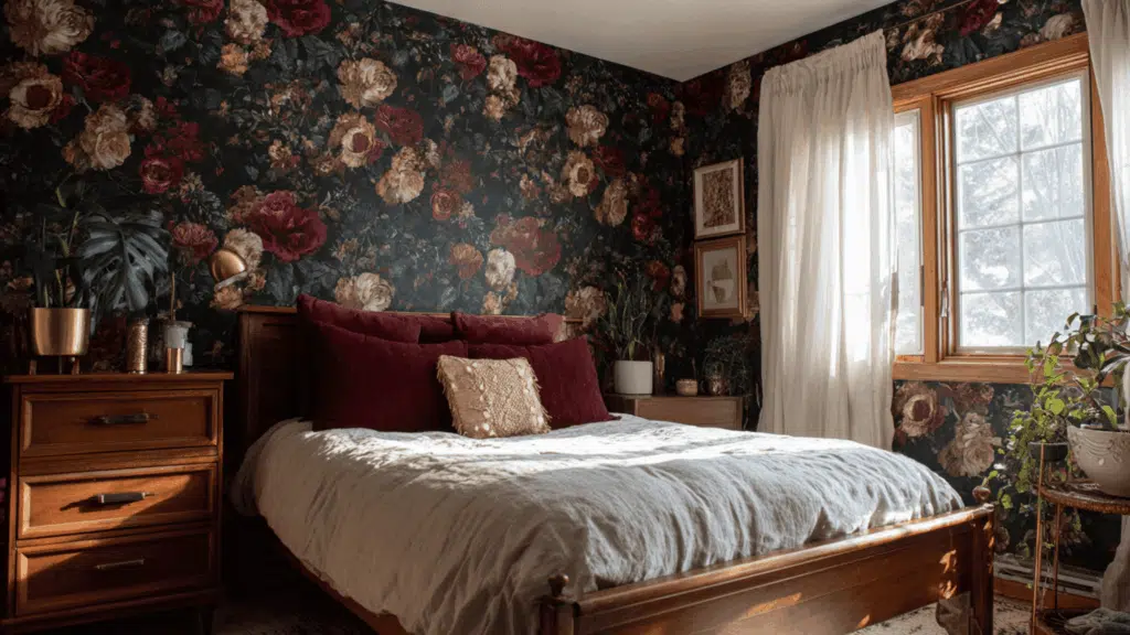 dark floral wallpaper for dramatic warmth