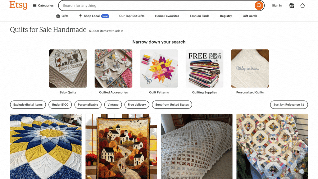 etsy handmade quilts