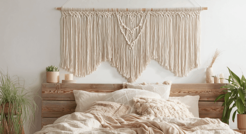 hang macramé wall art to introduce handcrafted texture