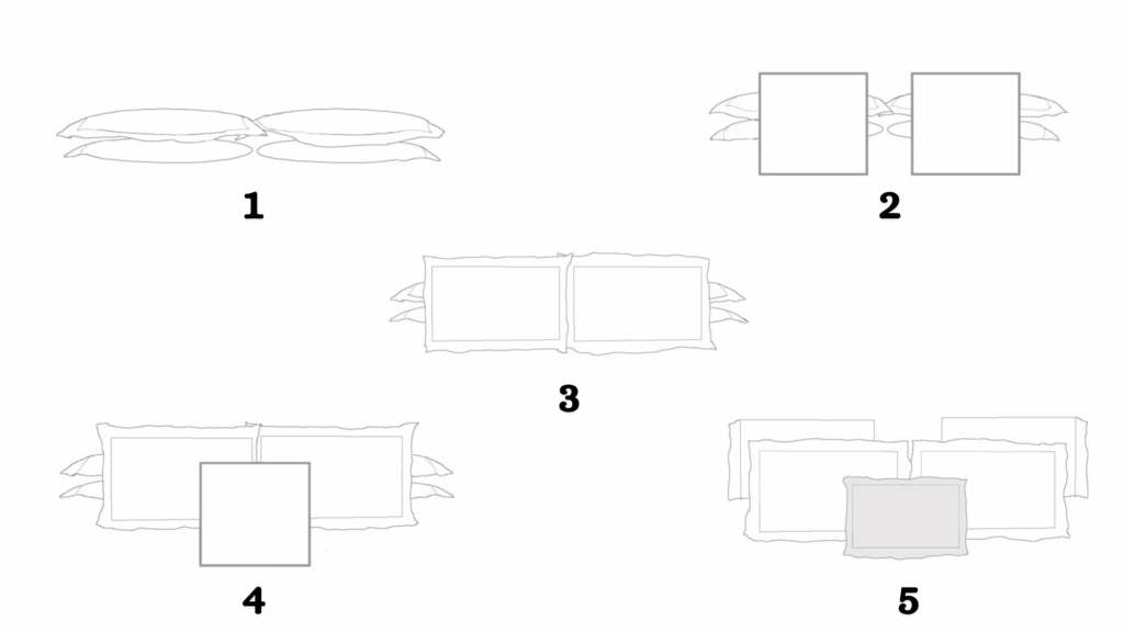 how to arrange pillows on a queen bed