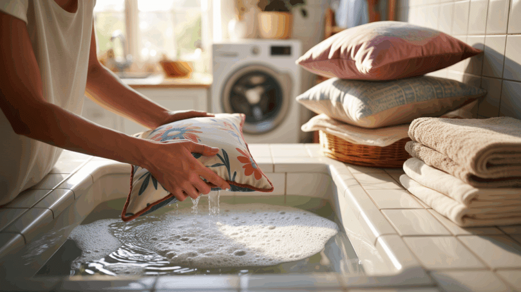 how to wash throw pillows