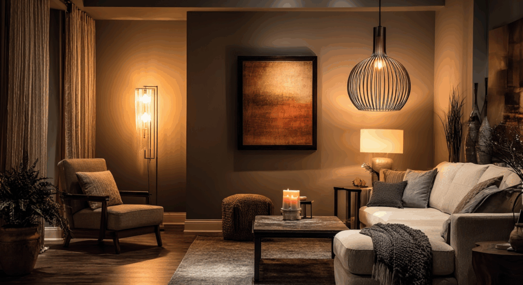 layered lighting with mixed fixtures