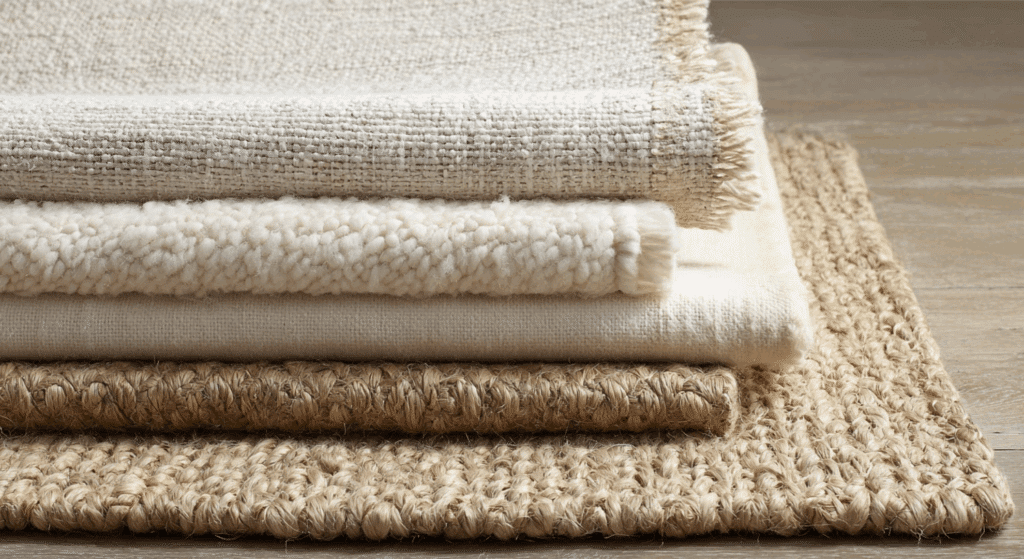layered neutral rugs
