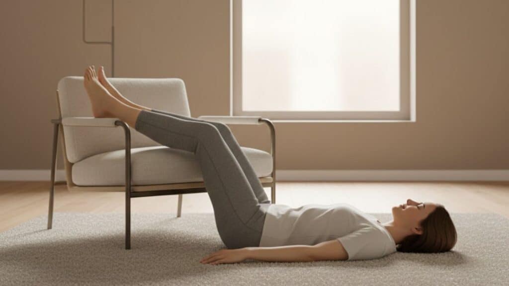 lying on the floor with legs elevated