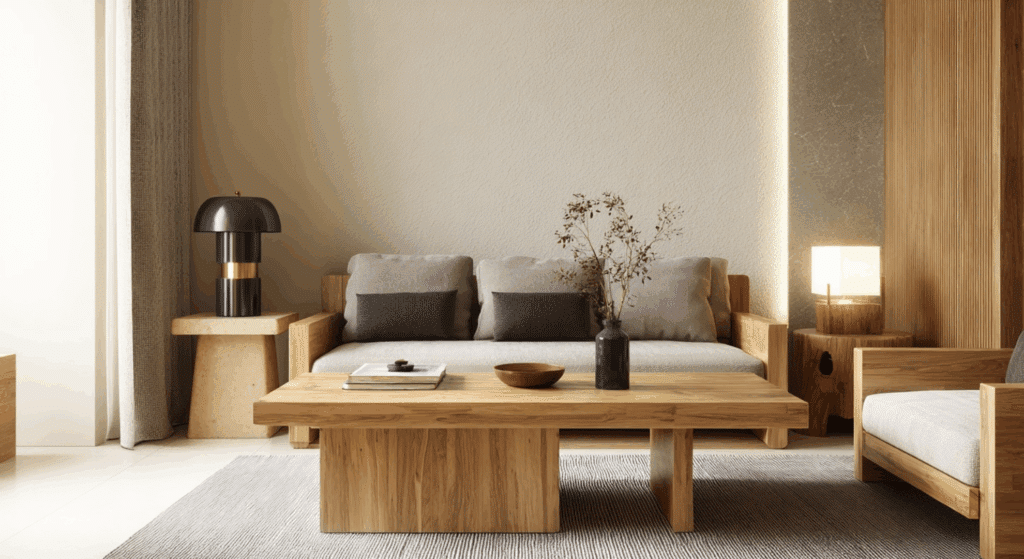 mix of metal and wood finishes