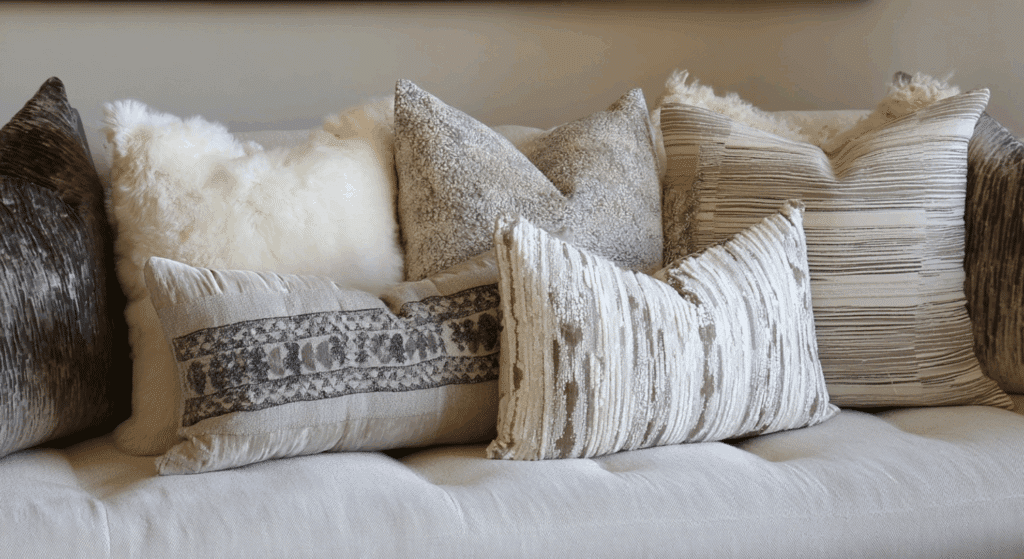 neutral cushions in mixed textures