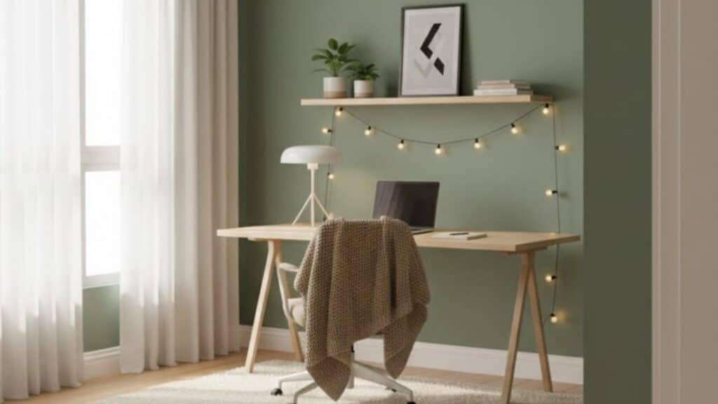 office or study with chill aesthetic