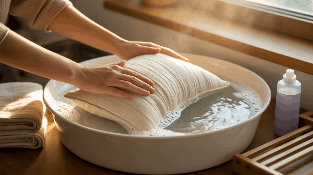 pillow throw hand wash method