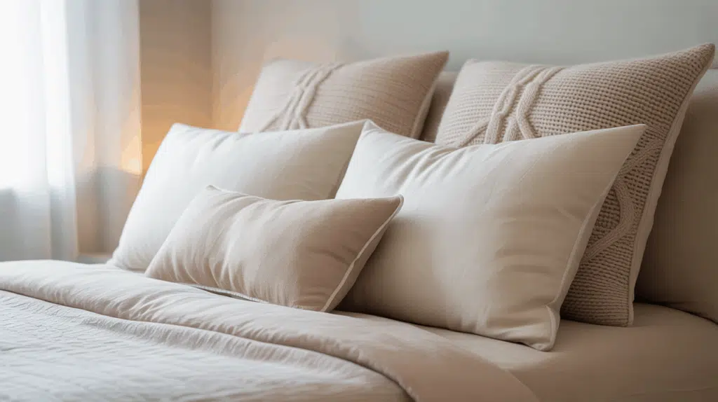 pillows arrangement queen bed