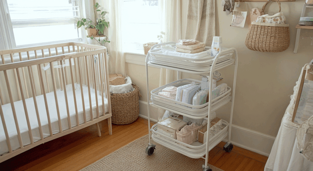 rolling cart diaper station