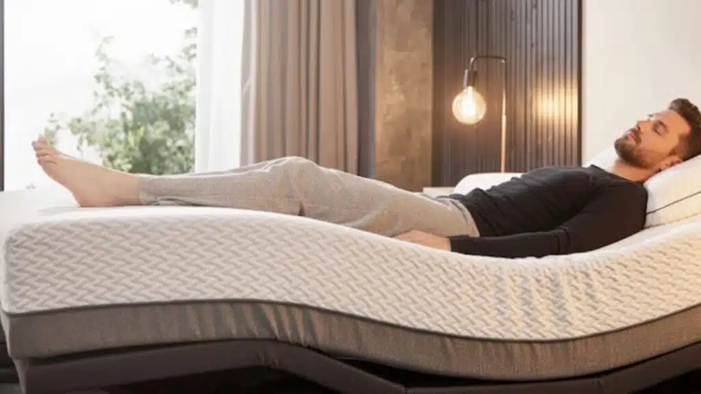 sleeping with your legs resting on an adjustable bed