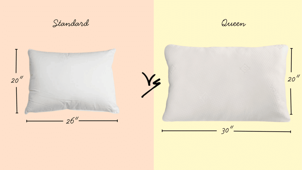standard vs queen pillow side by side comparison