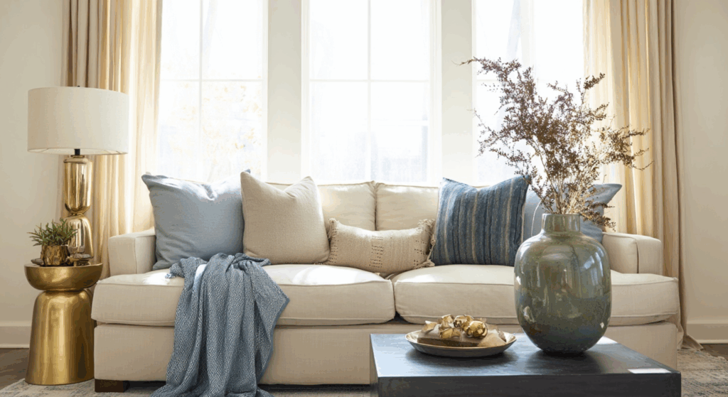 subtle color pops in neutral rooms