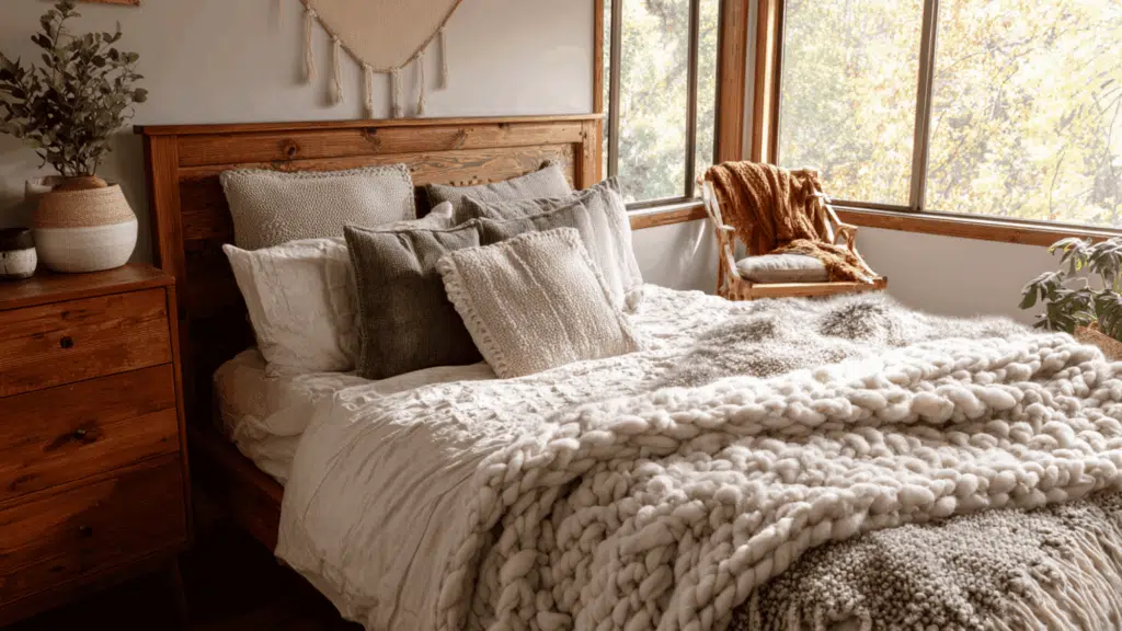 textured throws with fur or knit details