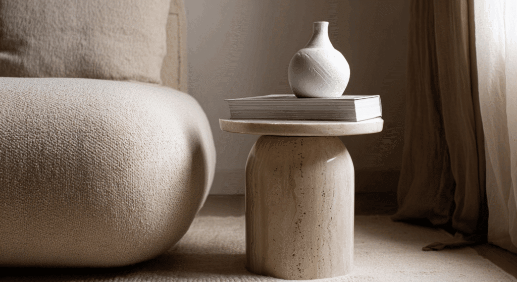 travertine or marble side tables