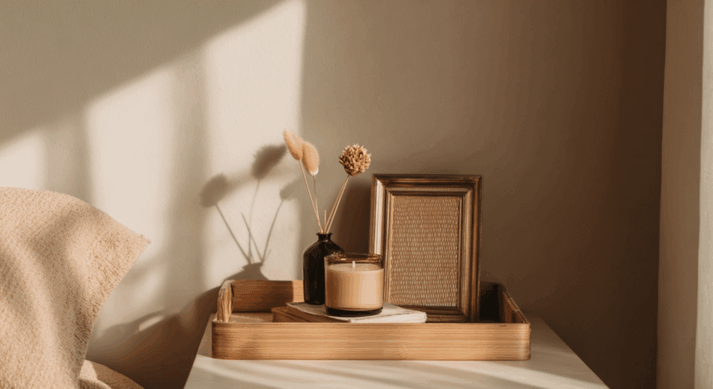 use bamboo trays or decor accents for an eco friendly touch