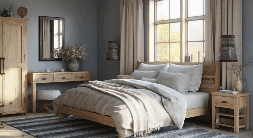 use earthy blue gray tones for a cool natural variation