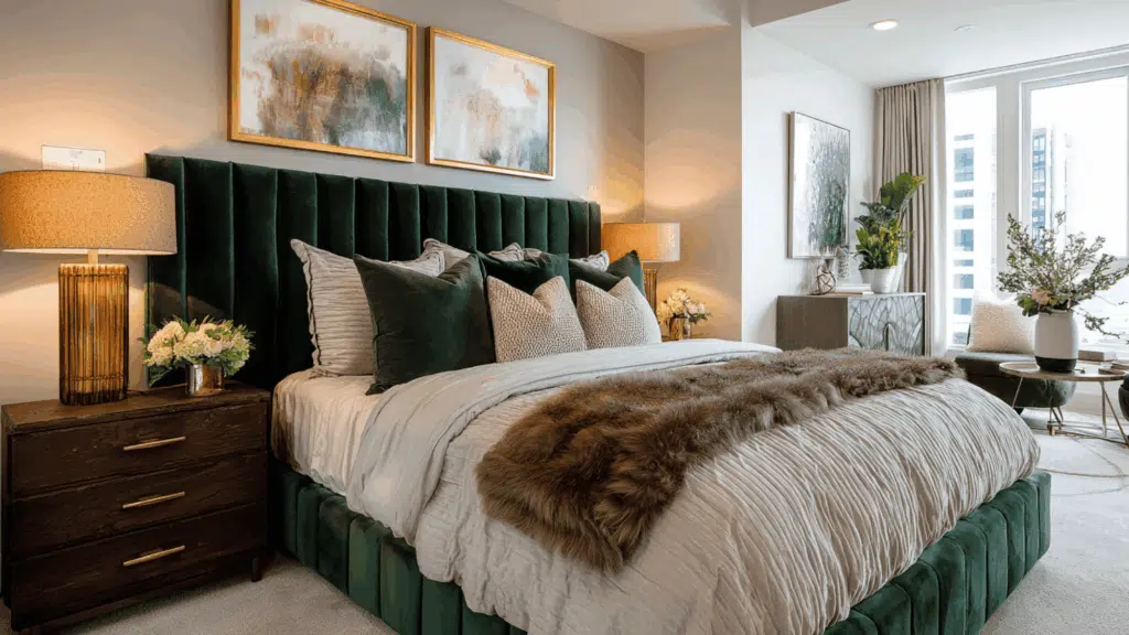 velvet headboard for plush texture