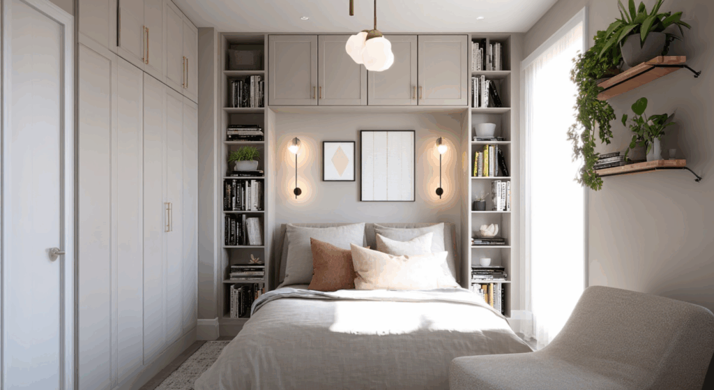 vertical design tricks that visually expand your bedroom