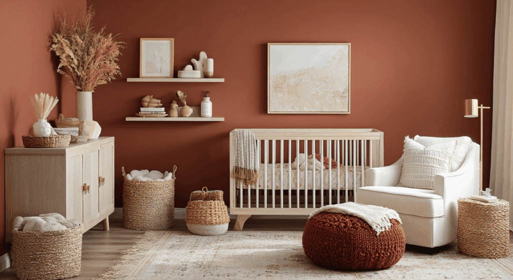 warm terracotta and cream colors