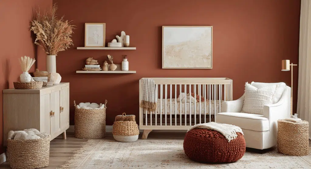 warm terracotta and cream colors