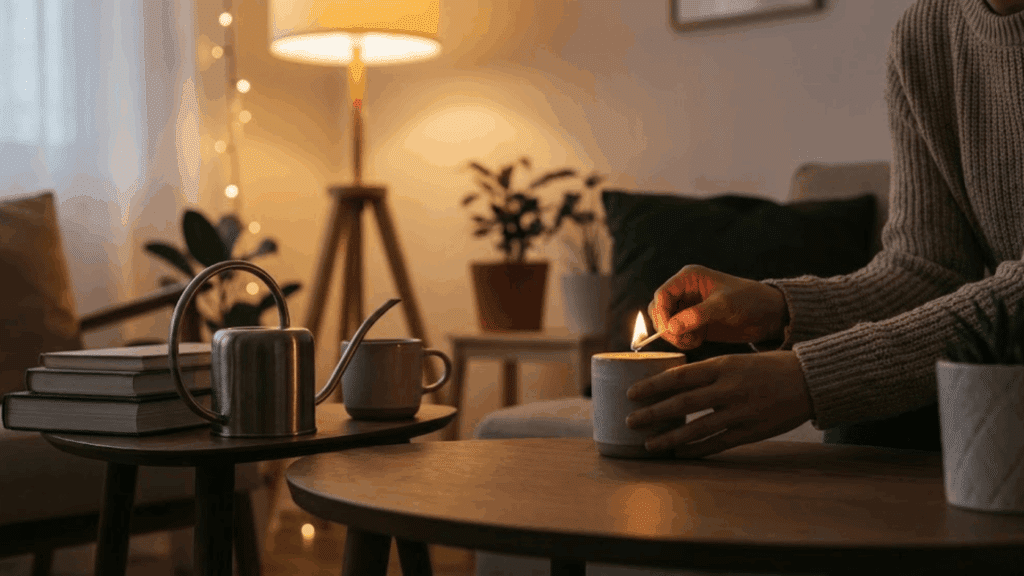 combine minimalism with cozy rituals