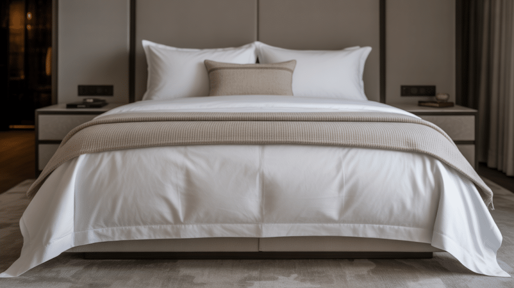 crisp layered white bedding
