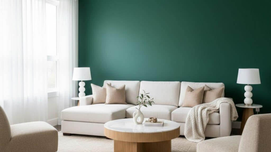emerald green accent wall