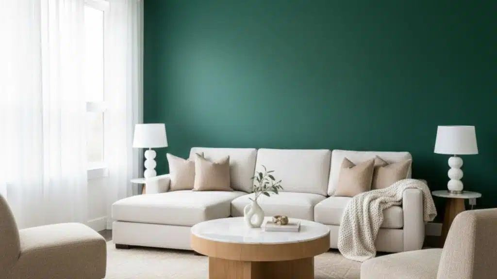 emerald green accent wall