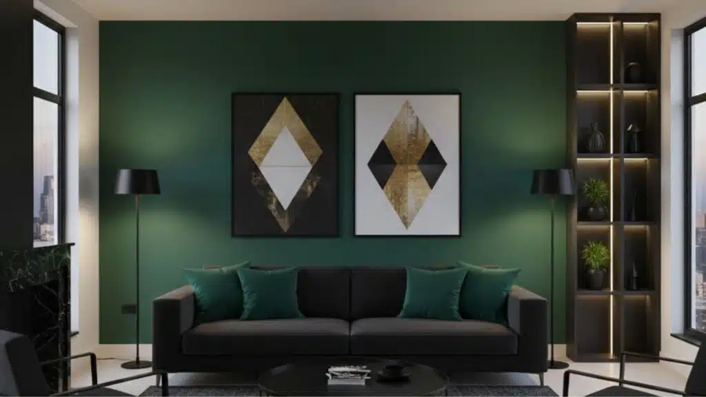 emerald green and black modern contrast