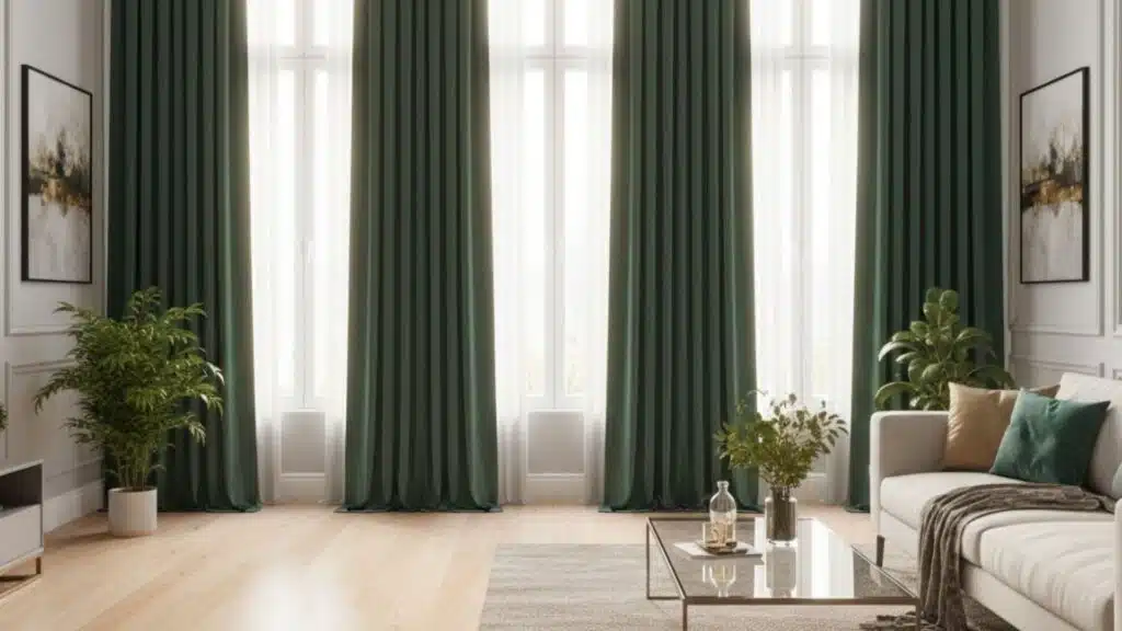 emerald green curtains