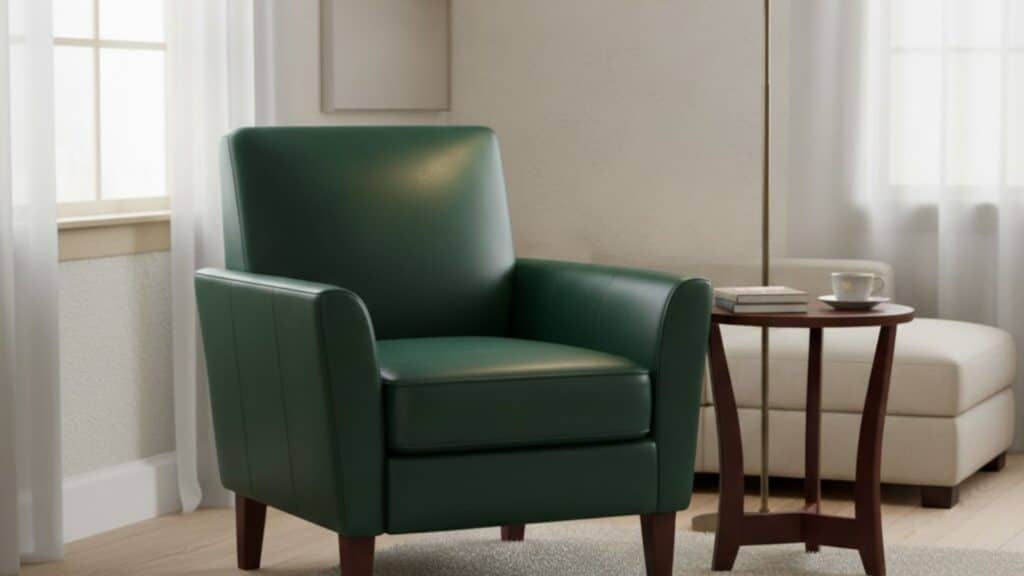 emerald green leather armchair