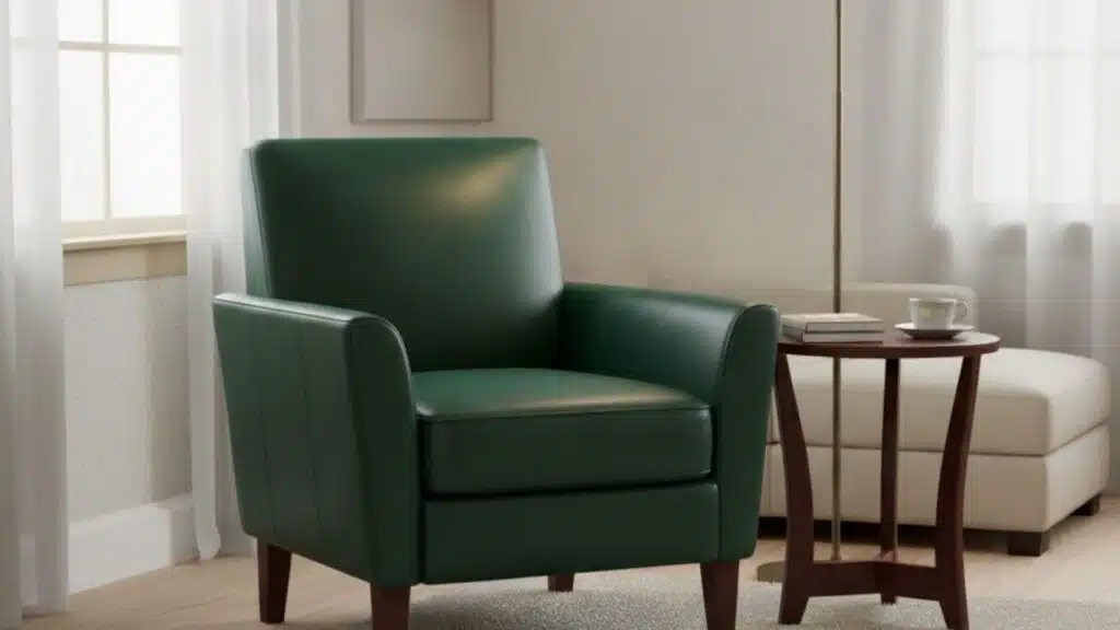 emerald green leather armchair