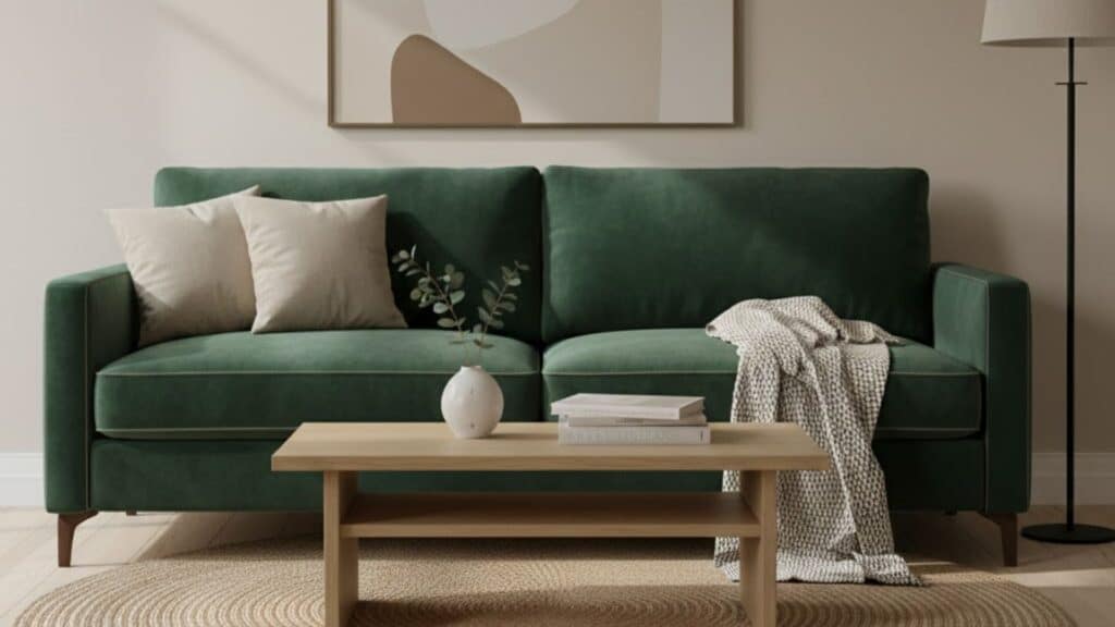 emerald green velvet sofa