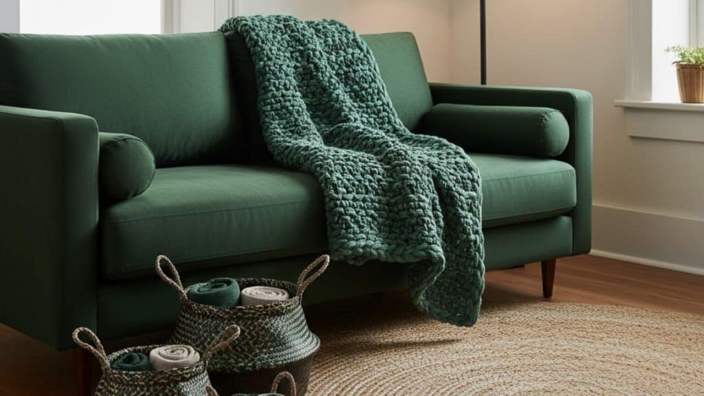 emerald green woven textiles