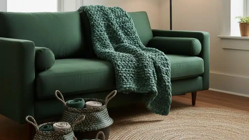 emerald green woven textiles
