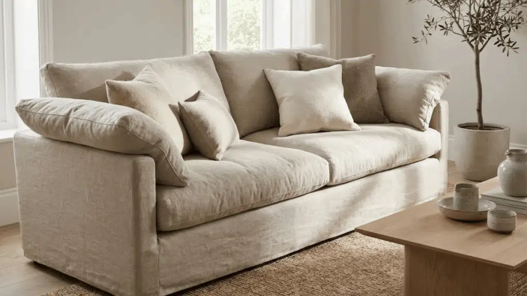 select a comfortable textured sofa as the anchor