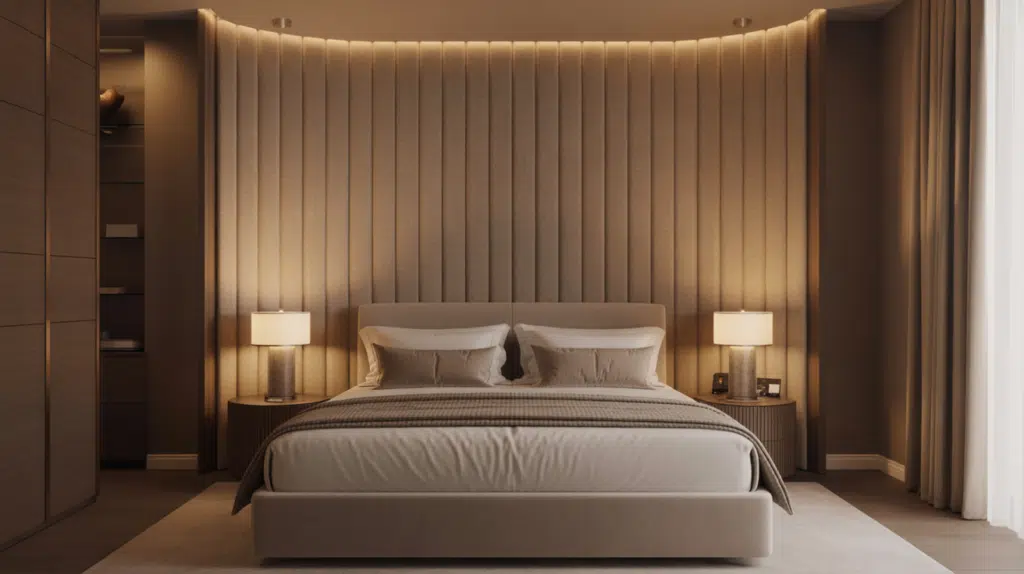 tall upholstered headboard